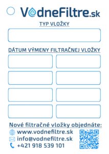 A6 kartička na zapisovanie termínov výmeny filtračnej vložky vodnefiltre.sk